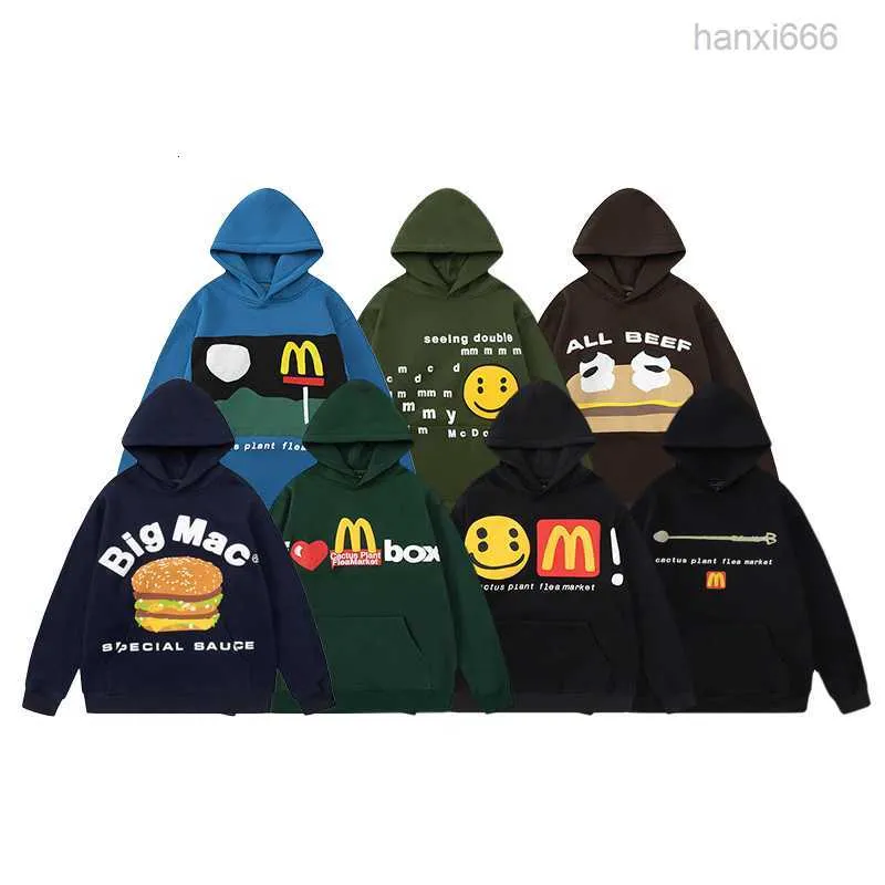 New Puff Print Cactus Plant Flea Market Big Mcdonalds Special Sauce Hamburger Women 1 Best Quality Cpfm Pullover Hooded A089