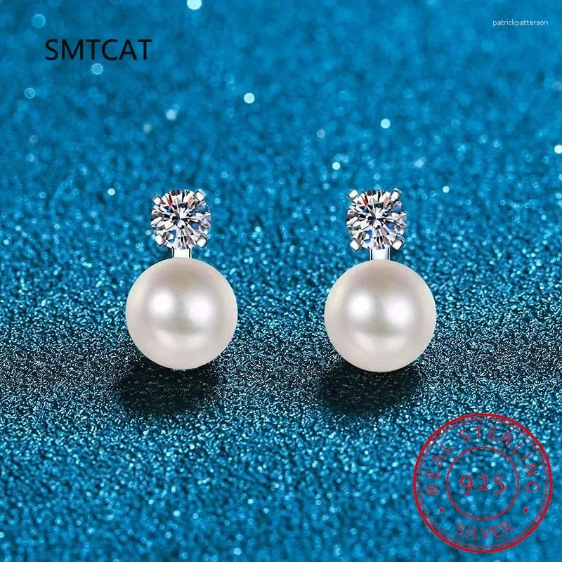 Boucles d'oreilles Single 0,1 / 0,3 carat Moissanite impeccable pour les femmes réelles 925 bijoux en argent sterling naturel perle