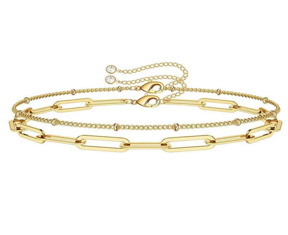 SC DESTY 14K BRACET GOLD BIELRIE DE PARTALE PARTALISÉ Personnalités Chaîne en acier inoxydable Charme Crystal S Women5878565