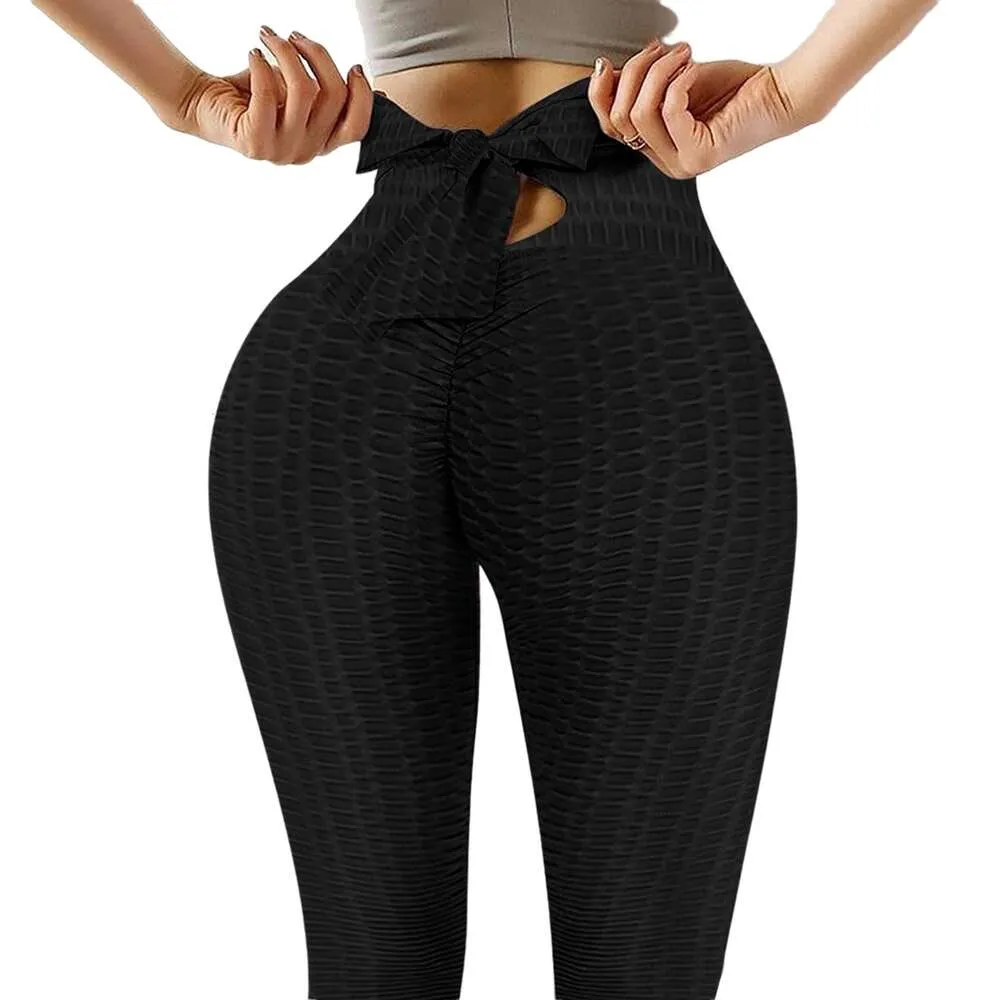 Sommer New Jacquard atmungsaktive Hochtübung und Hüftlift -Yogamhosen Frauen Sportstrumpfhosen F41530