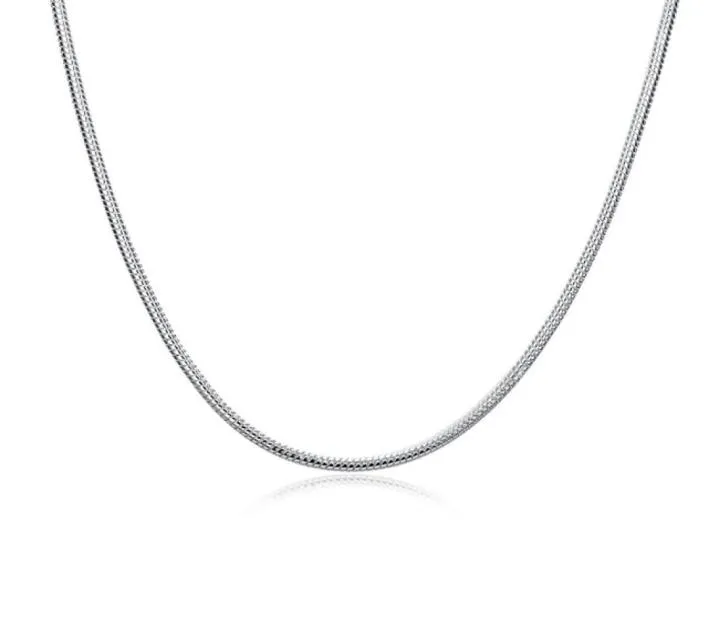 Plated sterling silver Chains (16 18 20 22 24)INCHS*3MM men's 3M bone necklace SN192 Top 925 silver plate Chains Necklaces jewelry8728109