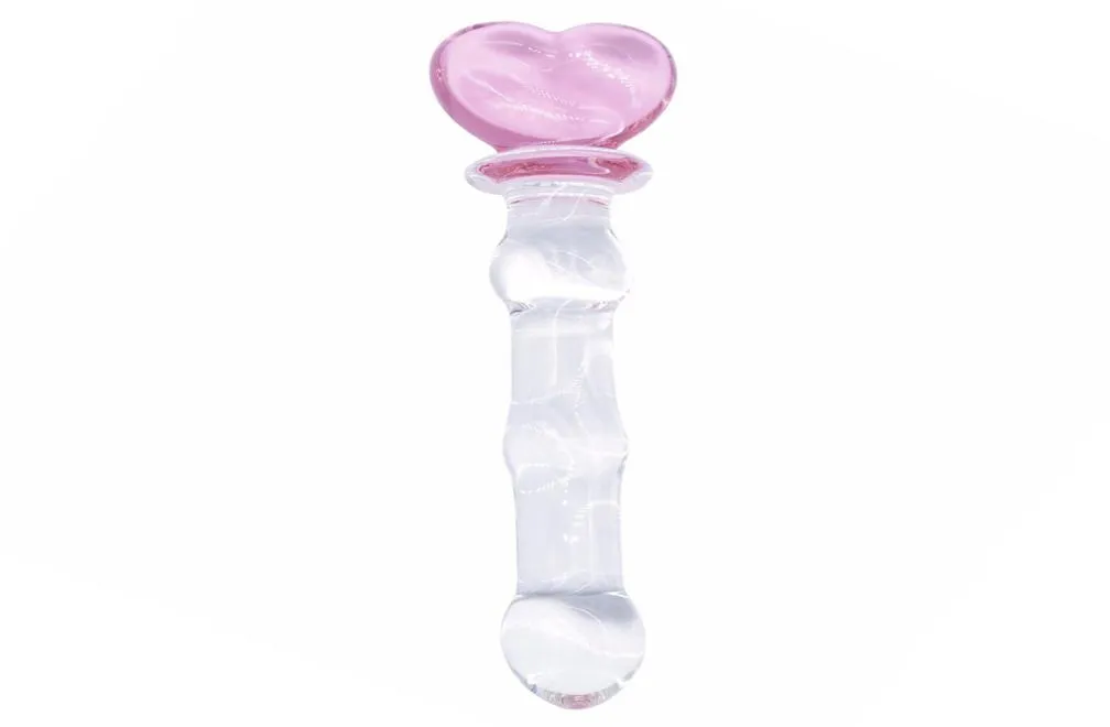 Domi 21 cm Long Ice and Fire Series Pink Heart Design Glass Guzzino per adulti Tappo di sesso Sex Toys S9245894085