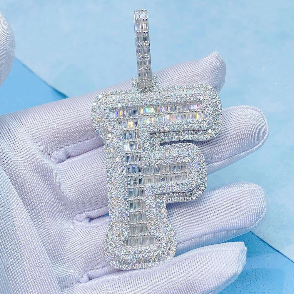 Sterling Sier Fashion Jewelry Pendent Halsband Hiphop Moissanite Diamond Custom Letter Pendant For Gift