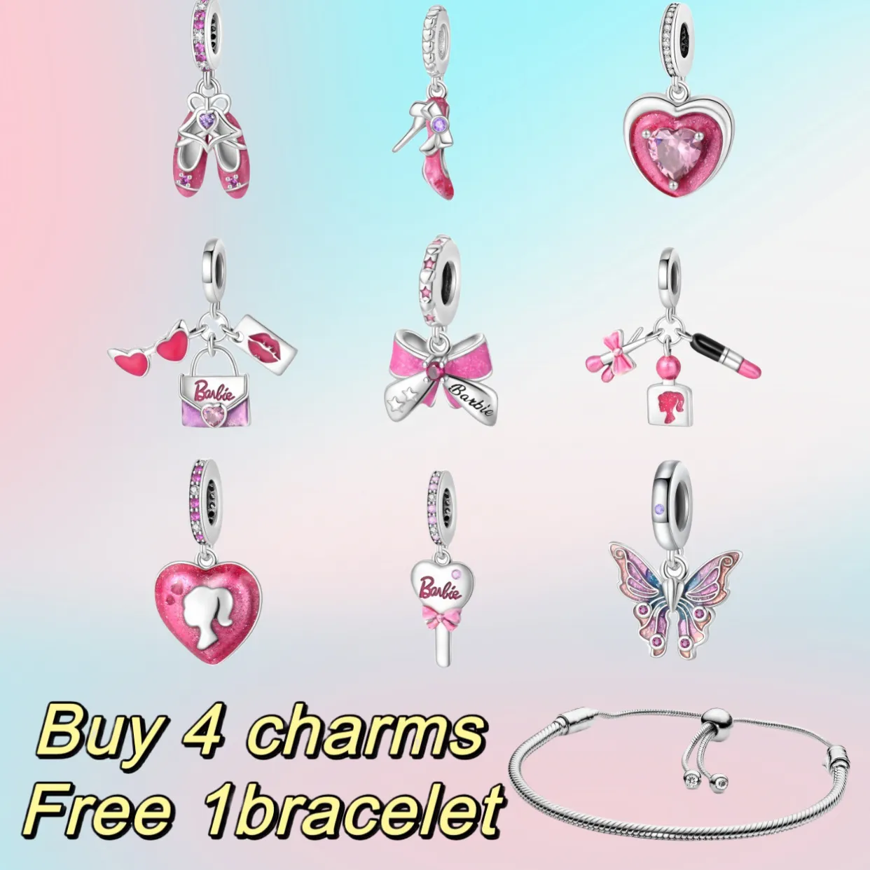 Designer bedel armband roze serie diamant schattige vlinder liefde diamant hanger fit pandoras armband ketting voor dames sieraden geschenkdoos groothandel