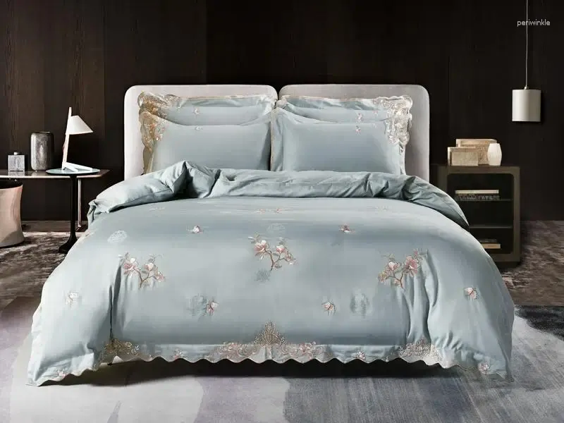 Set di biancheria da letto 42 in stile copripiumino ricamato chic set da letto di cotone egiziano in cotone egiziano foglio di fascia alta morbida comoda traspirante