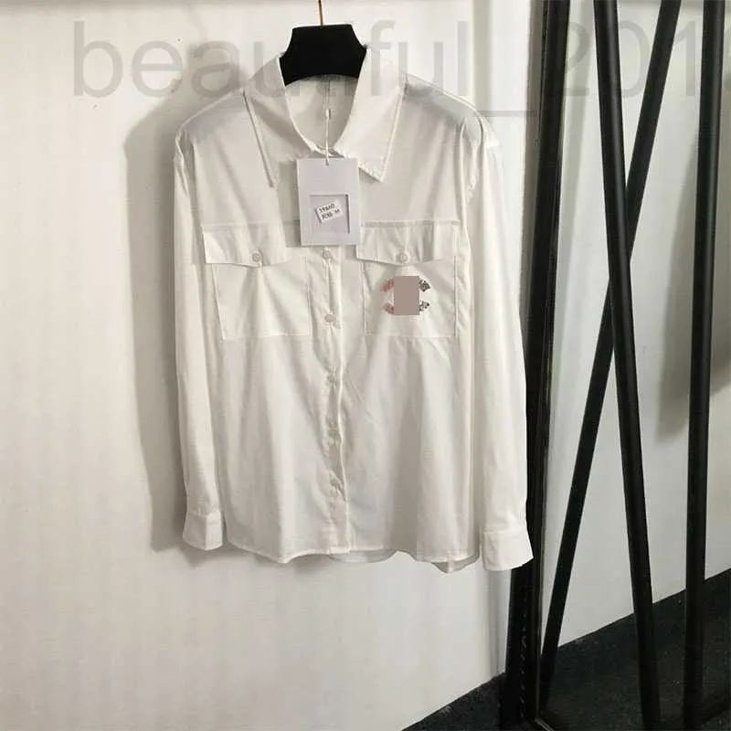 Women's Blosas Camisetas Diseñador 2024 Spring/Summer Nanyou Nuevo estilo elegante Sequín bordado Bolsillo doble Versátil Camisa de manga larga ASJ7