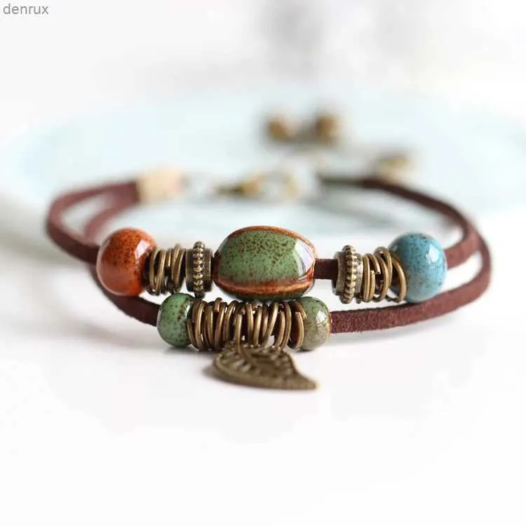 Other Bracelets National Wind Restoring Ancient Ways Is The High Temperature Glaze Ceramic Handmade Trinkets Womens Fashion Bracelets #1077L240415