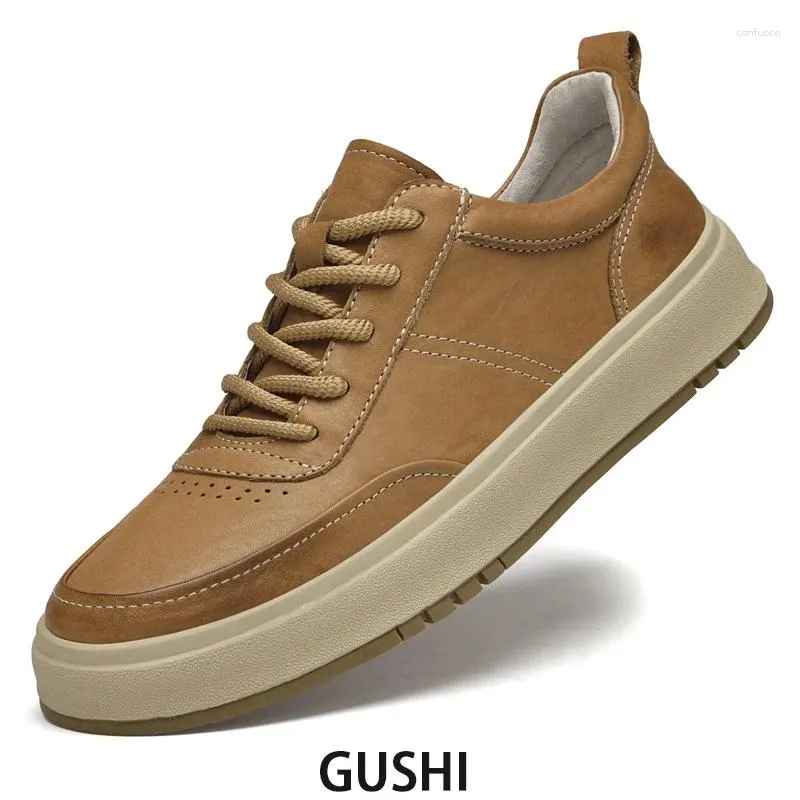 Casual Shoes Real Leather Fashion Elegant Luxury Classic Sneakers andningsbar Bekväm kvalitet Naturlig hud utomhusskor
