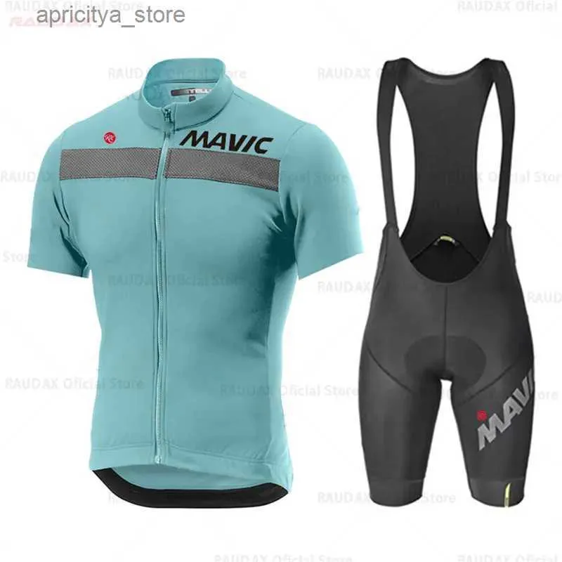 Cykeltröja sätter 2023 Rx Mavic Cycling Jersey Set For Men Mountain Bike Uniforms Summer Wear Bicyc Clothing L48