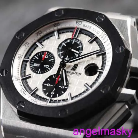 Słynny zegarek AP nadgarstek Royal Oak Offshore 26400 Diameters 44 mm Białe tło Czarne talerz rozrządu Panda