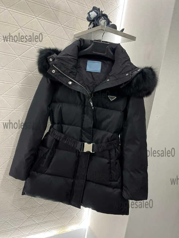 女性のための厚いダウンジャケット ルーズなコットンコート トライアングルベルトの装飾 暖かい用途 新しいファッション 秋冬 00サイズありスタイルアップフレンチダウンロングコート（ダウン