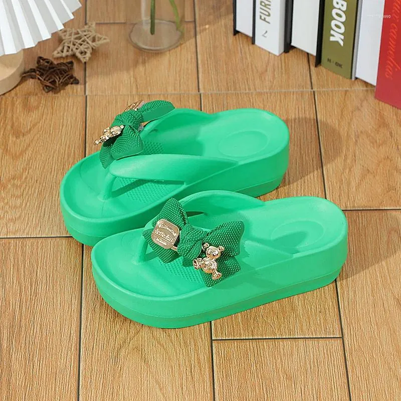 Slippers Green Platform Flip flop