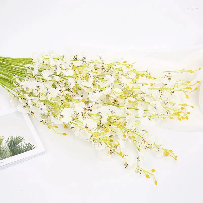 Decorative Flowers 10Branches 95cm Artificial Dancing Orchid Flower Bouquet For Wedding Home Garden Office El Bedroom Decoration Fake