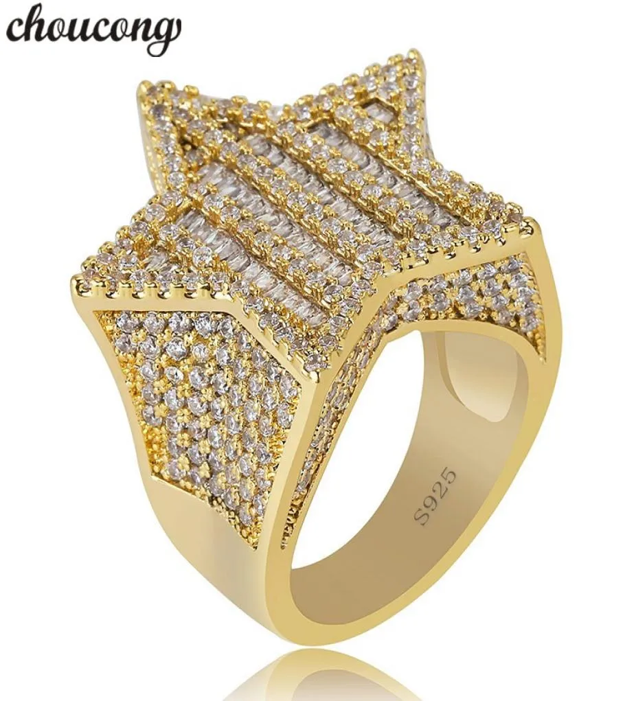 Choucong Star Male Hiphop Ring Pave aaaa cz 925 Sterling Silver Anniversary Party Band Rings for Men Men Rock Iced Out Jewelry7917743