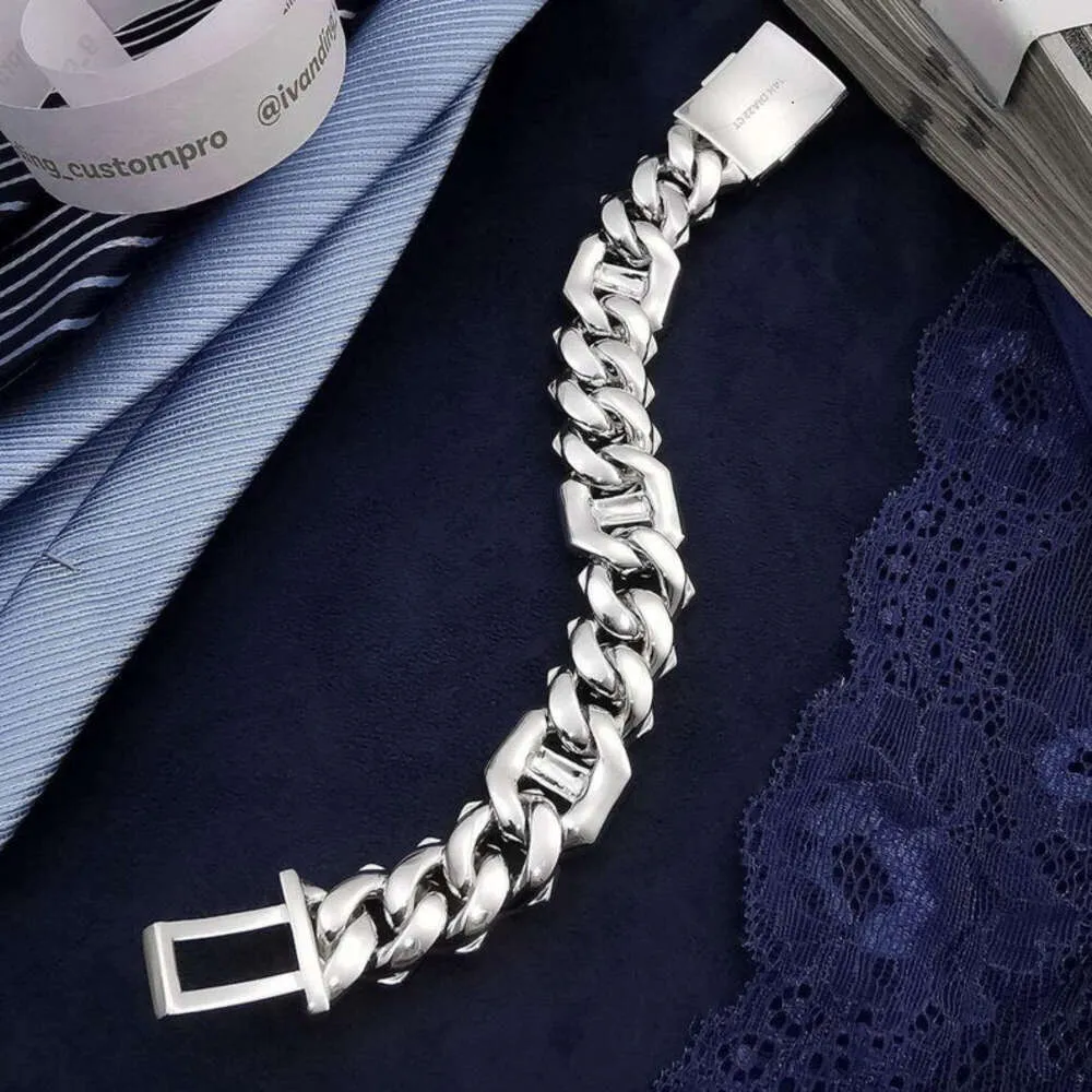 Design de hip hop Silver Moissanite Chain Chain Baguette Round Cut Style Jóias de jóias Bracelete de ouro