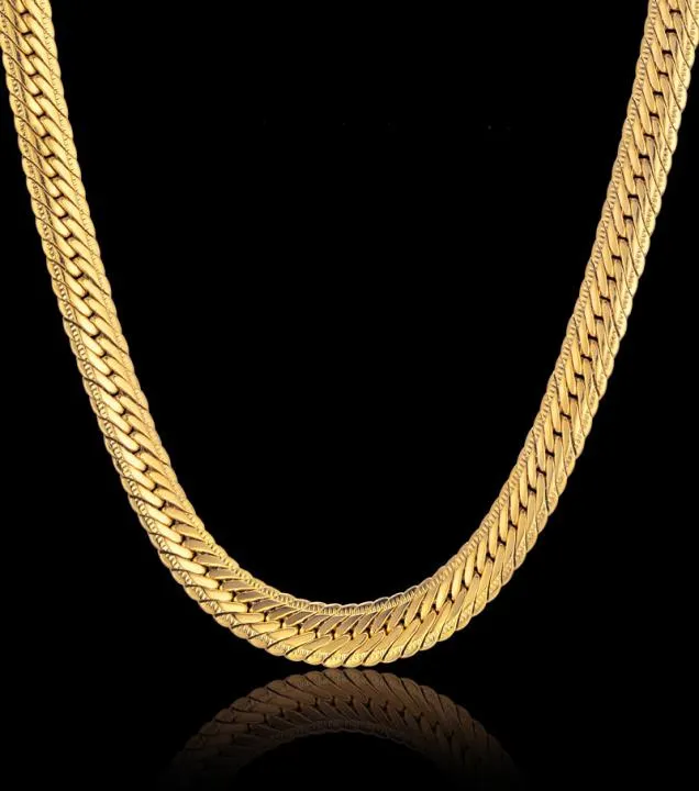 Cały vintage długi złoty łańcuch dla mężczyzn łańcuch hip -hopowy naszyjnik 8 mm złoty kolor grube krawężniki Men039s biżuteria Colar Coll9182992