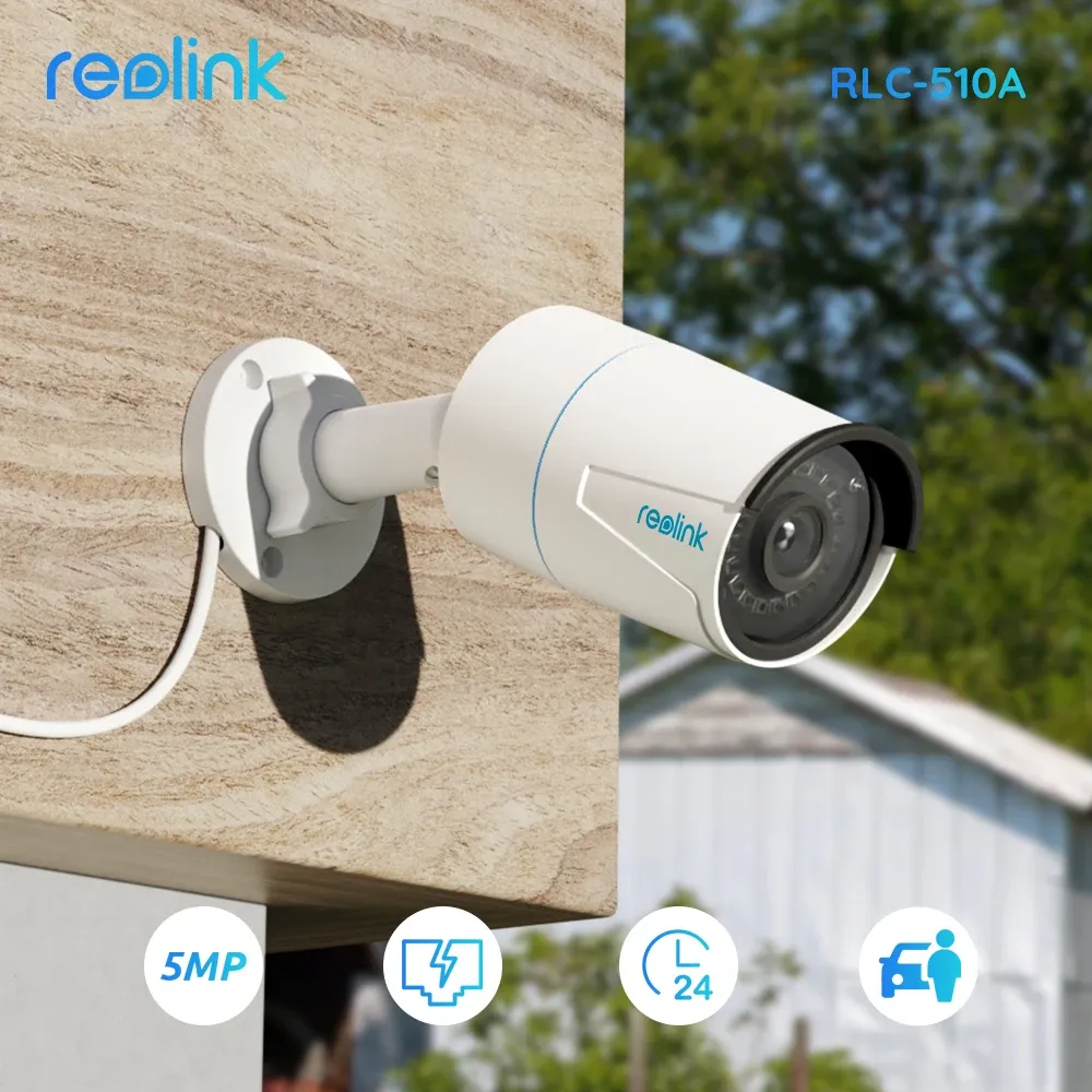 Sistema reolink rlc510a 5mp 2k+câmera IP POE IP Detecção humana/carros Visão noturna infravermelha ao ar livre Câmera de segurança CCTV