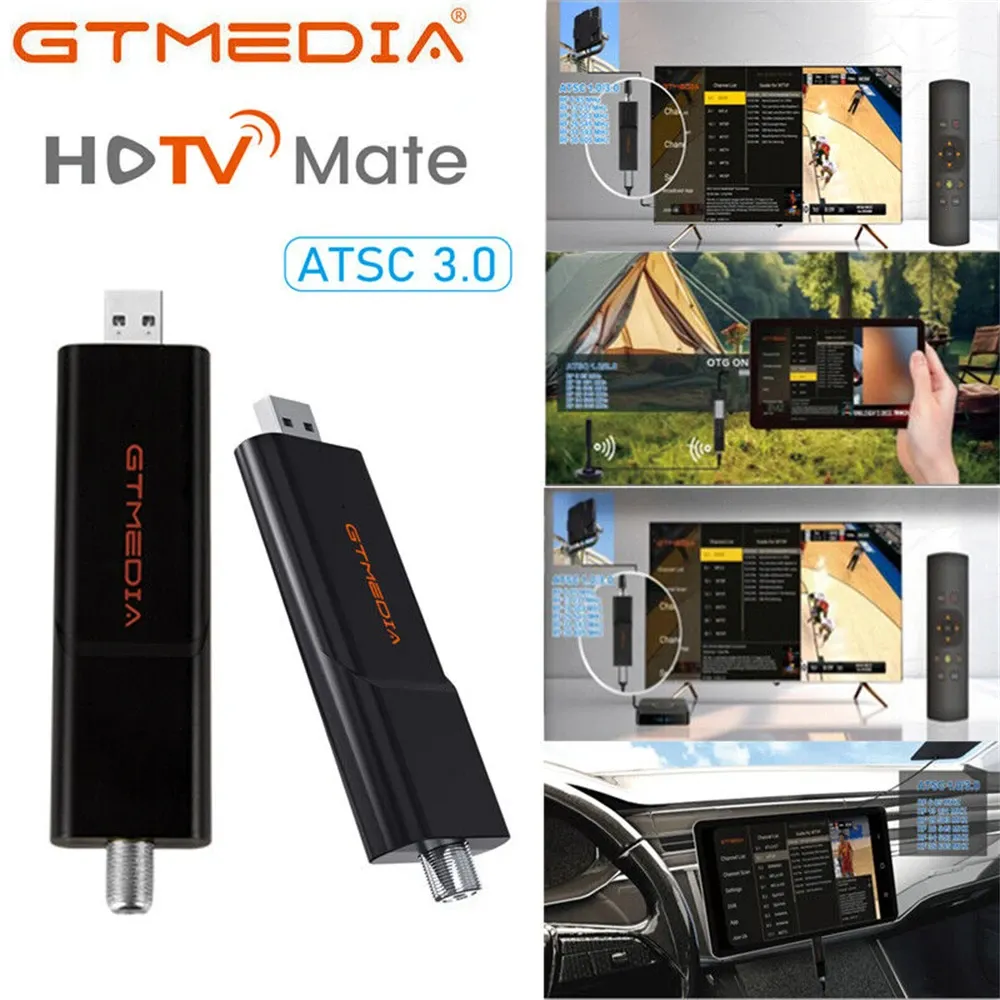 Box Gtmedia TV Stick USB 3.0 Tuner Stick compatibel met ATSC Support ATSC 3.0 TV Dongle voor Verenigde Staten, Zuid -Korea, Brazilië, Canada