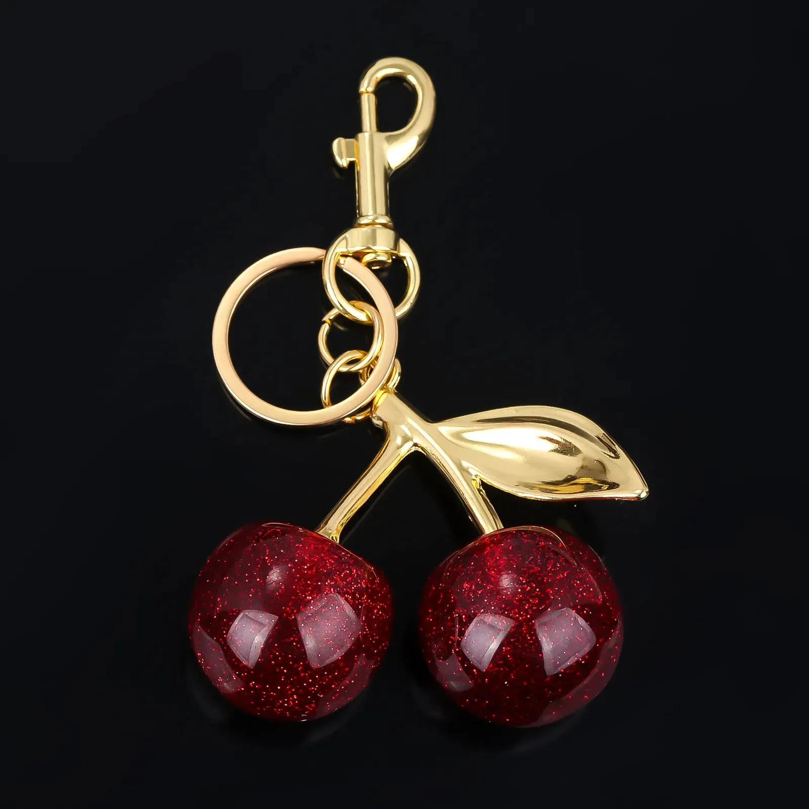 Aonald Sparkling Cherry Keychain For Women | Cute Crystal Bag Charm For Purse, Backpack | Silver Gold Keyring Accessory Gift - View #13