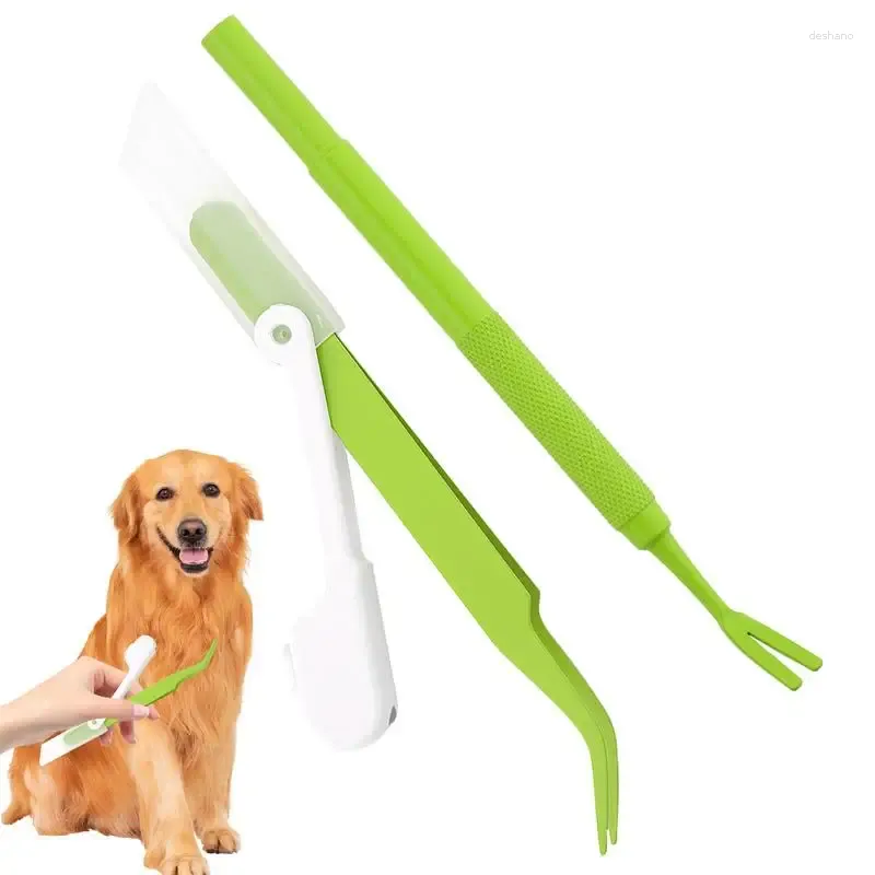 Dog Apparel 2pcs Tick Remover Tools Tweezer Pull Pet Cat Clamp Accessaries Animal Removing Kit