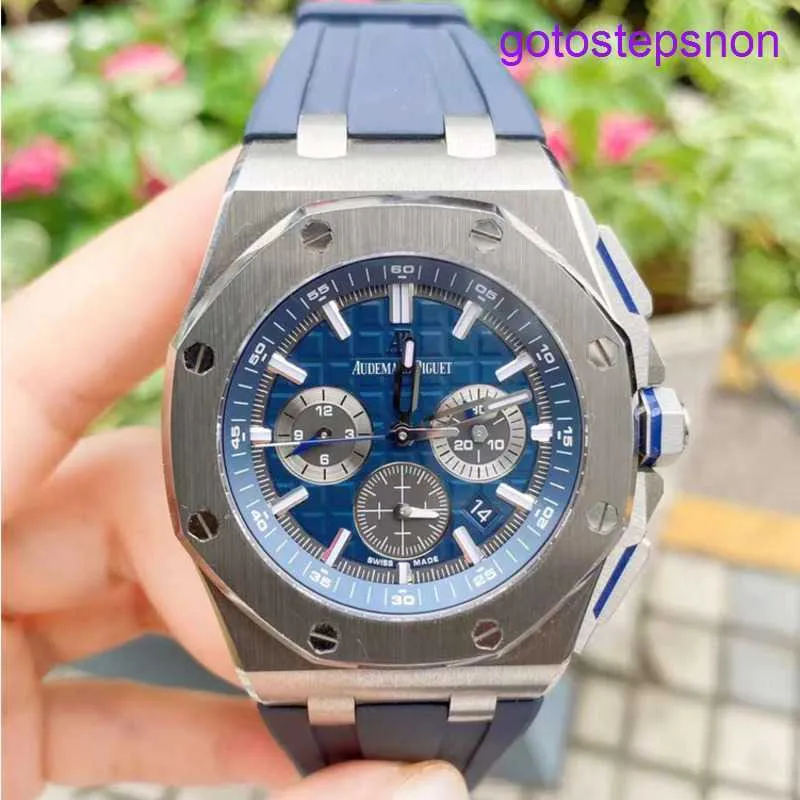 Orologio da polso AP Highend Royal Oak Offshore Serie 26480ti in lega di titanio blu Dial blu discontinato cronografo Fashion Casual Business Sports Watch