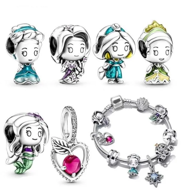 Passt P -Armbänder 20pcs Charms Perlen Silber Charms Prinzessin Meerjungfrau Anhänger Perle für Frauen DIY European Halskette Schmuck1411958