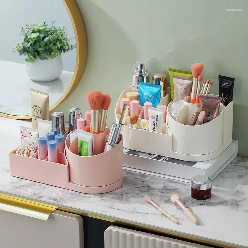 Boîtes de rangement Organisateur de bureau Rotation Organisateur de crayon Pape paperulation Bureau de maquillage cosmétique Brushes Cosmetics Dresseur Table outils de salle de bain