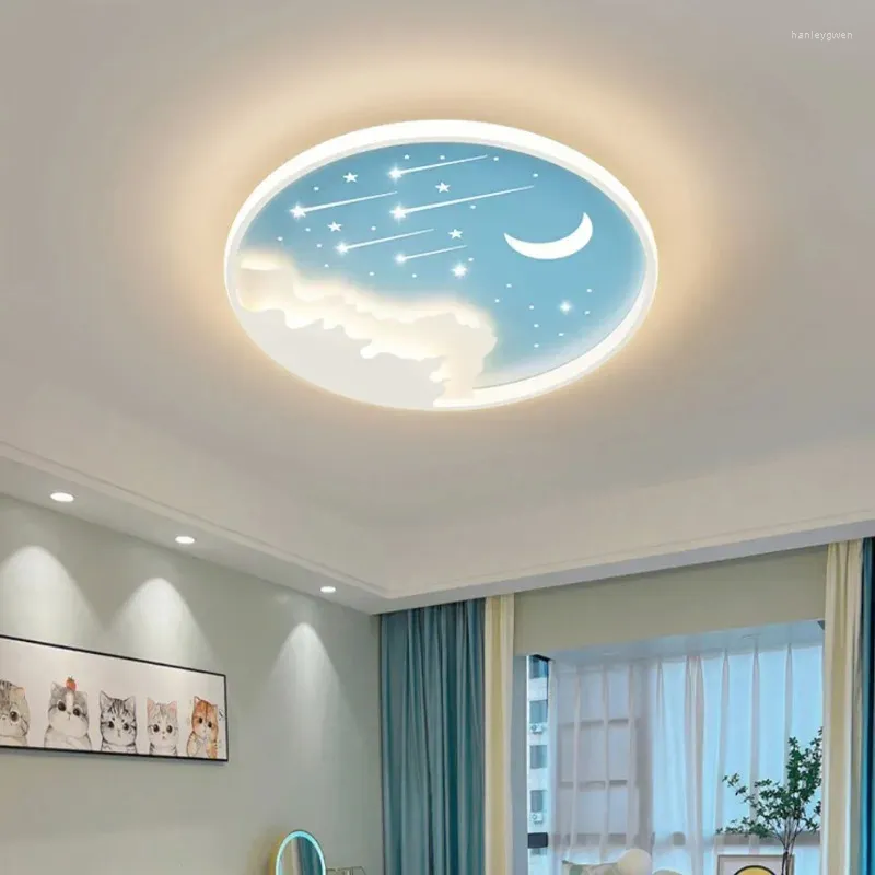 Plafondlampen Creatieve Cartoon Moon en Star LED Light voor kinderslaapkamer Studiezaal Ironware Acryl Lampenkap Modern design