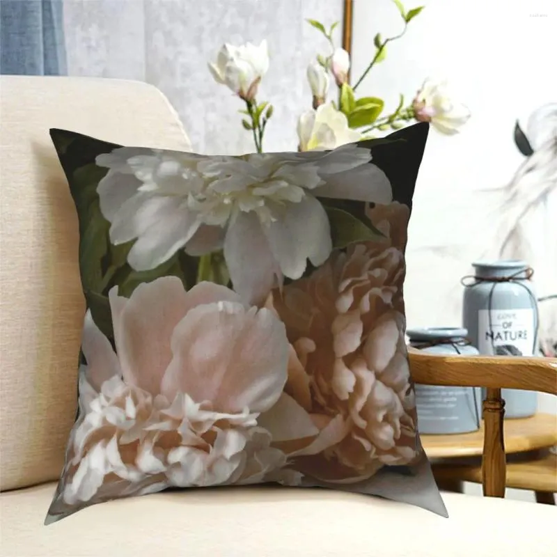 Poduszka vintage jasnoróżowe piwonie poduszka miękka poliestrowa okładka prezent róży kwiaty rzucające sofę 40 cm