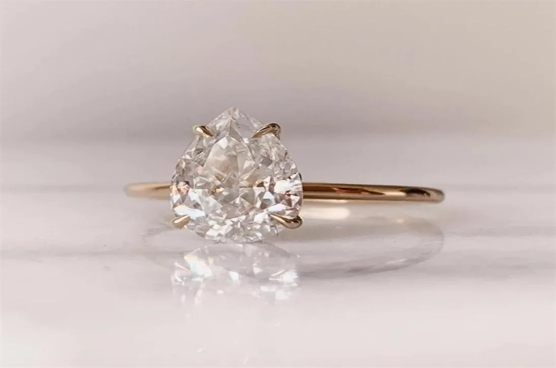 Meisidian Design Pear 2 Carat 7x10mm 10K Solid Rose Gold Engagement Diamond Ring 2208164020851