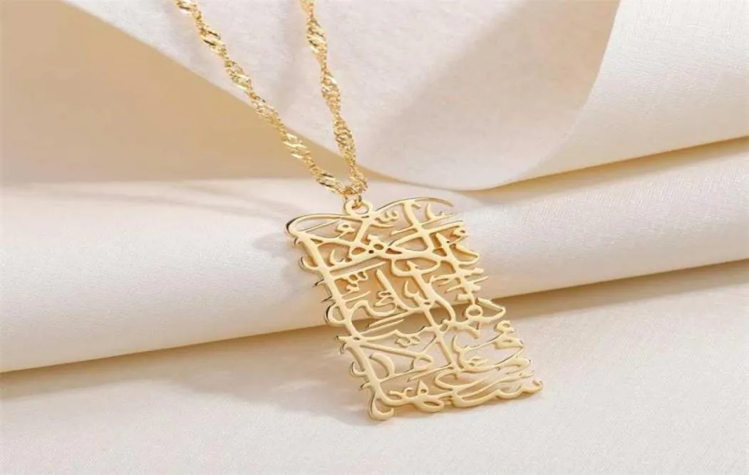 Arabic Calligraphy For Women Jewelry Custom Name Necklaces Stainless Steel Gold Islamic Muslim Pendant Gift 21111014291142298245