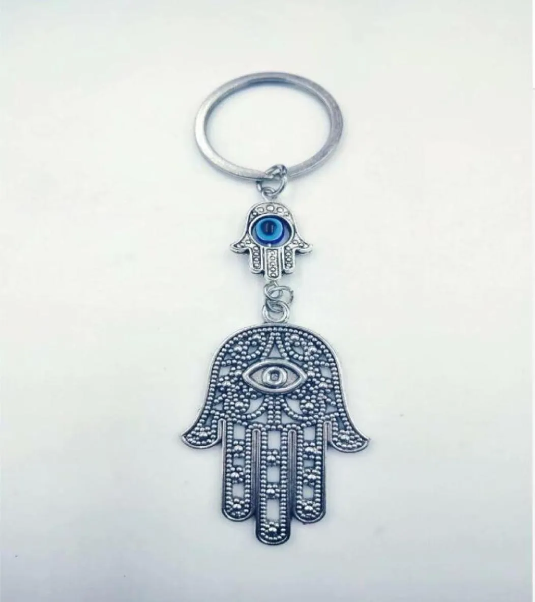 Fashion Jewellery Angel Wings Evil Eye Hamsa Fatima Hand Charm Diy Keychainsilver Tone Key Chain Keyring Fashion Pendant Sieraden 9628174