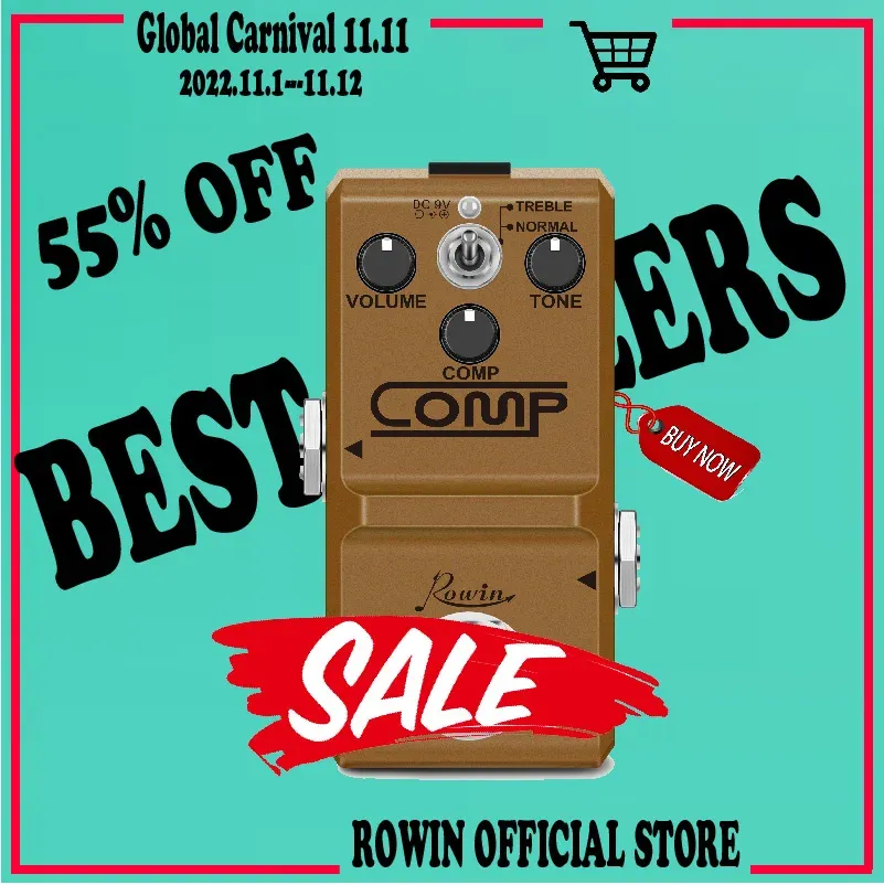 Guitar Rowin LN333 Analog Mini OPto Compressor Box Pedal kompresyjny dla gitary elektrycznej Full Metal Case True Bypass