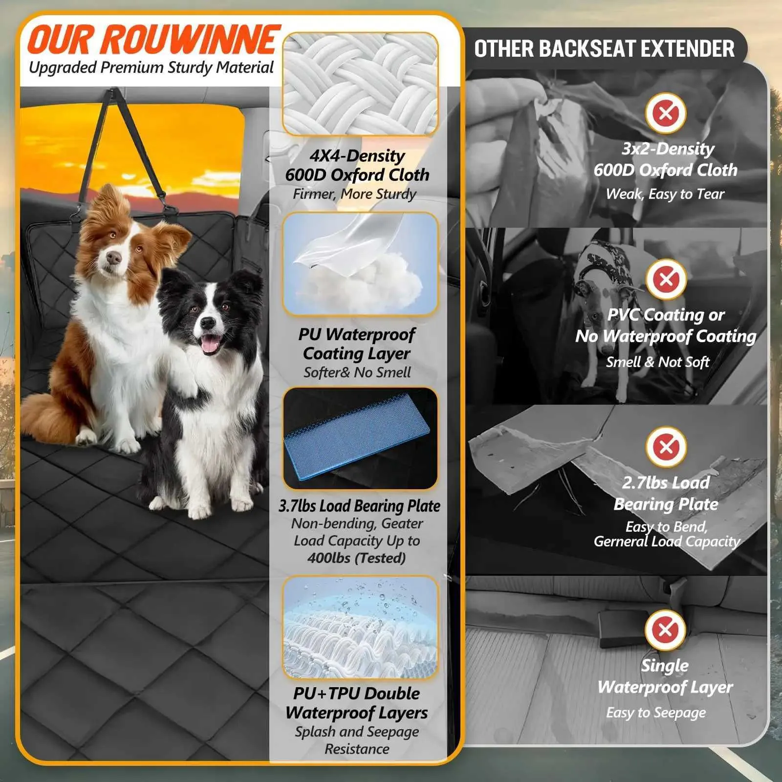 ZGXIAOLEDog Car Seat Cover for Back Seat. Car Seat Protector Dog Hammock for Car