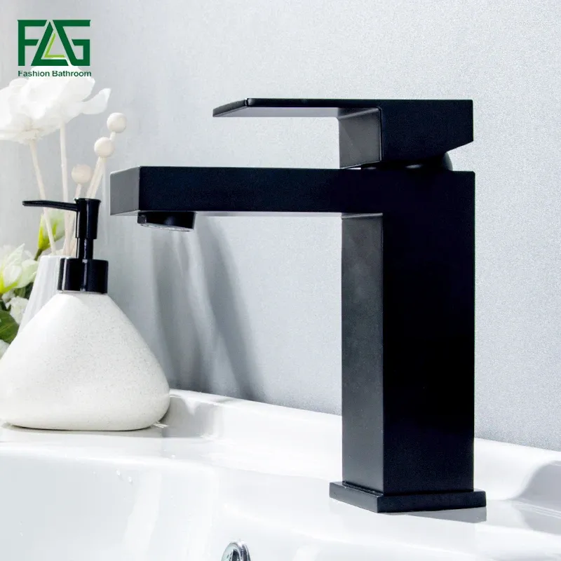 Robinets de lavabo de salle de bain FLG BASIN RABECET SEUX PRIPE NOIR BLACK COLOR DEST MONTÉ ET COLD Water Mixer Tap 602-11B