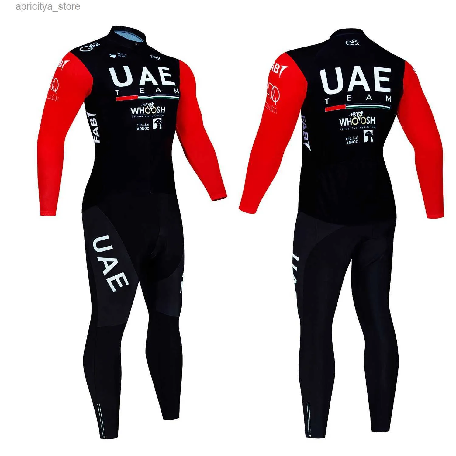 Cykeltröja sätter UAE Cycling Clothing Men Long Seve Jersey Autumn Suit Kläder Mens Skjorta Pants Padding Tricuta Man 2024 Equipment G Set Bib L48