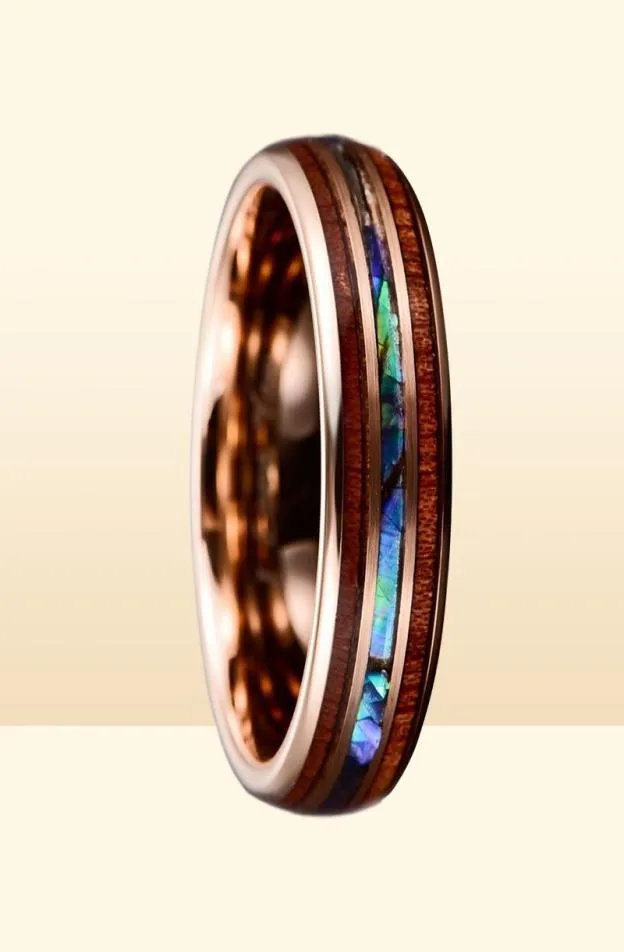 Cluster Rings Bonlavie 8mm Hawaiian Koa Wood and Abalone Shell Tungsten Carbide Wedding Bands for Men Comfort Fit Size 4 to 179778633