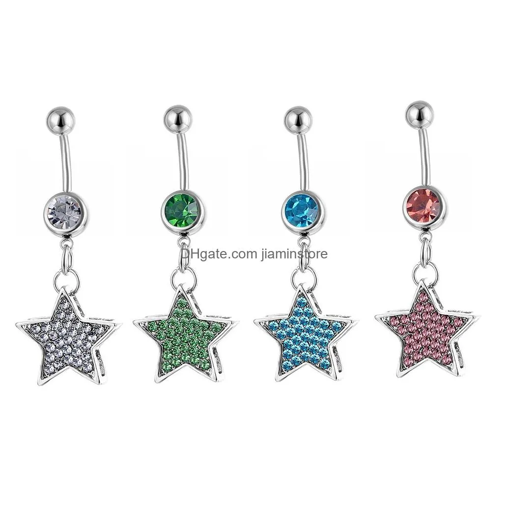 Navel Bell Button Rings Yyjff D0138 Heart Belly Mix Colors Drop Delivery Jewelry Body Dhusg