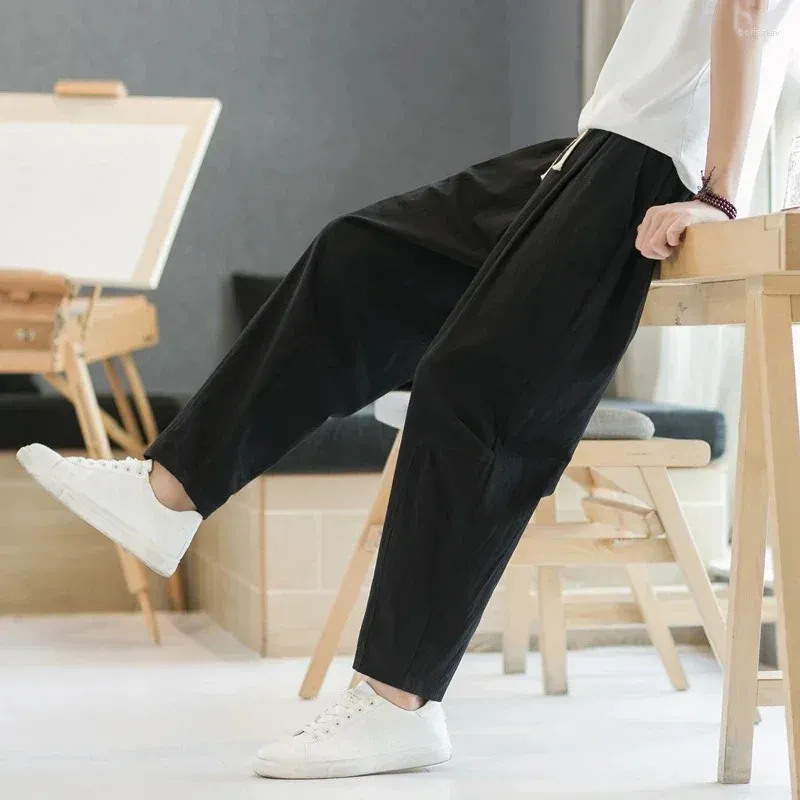 Men's Pants 6 Colors Summer Trousers Cotton Linen Fashion Thin Soft Casual Breathable Loose Shorts Straight Streetwear