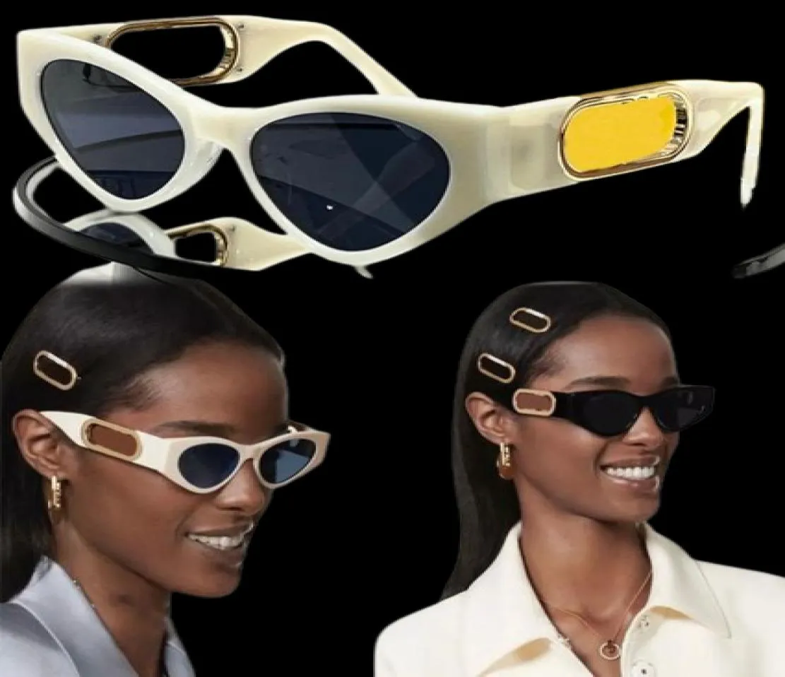 Concepteur de luxe O Lock White Acétate Lunettes de soleil Fol029 Temple Gold Metal Olock Logo Logo Cat Eye Acétate Site Web Officier STA1835375