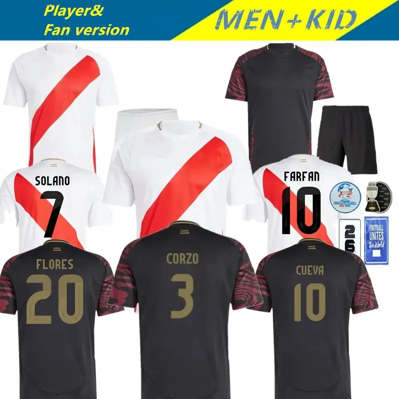 2024 Copa America Peru Futbol Formaları Ev Beyaz Yoldan Peruana 24 25 Futbol Gömlek 2025 Milli Takım Pineau Cuevas Solano Pizarro Abram Aquino Guerrero Cubillas