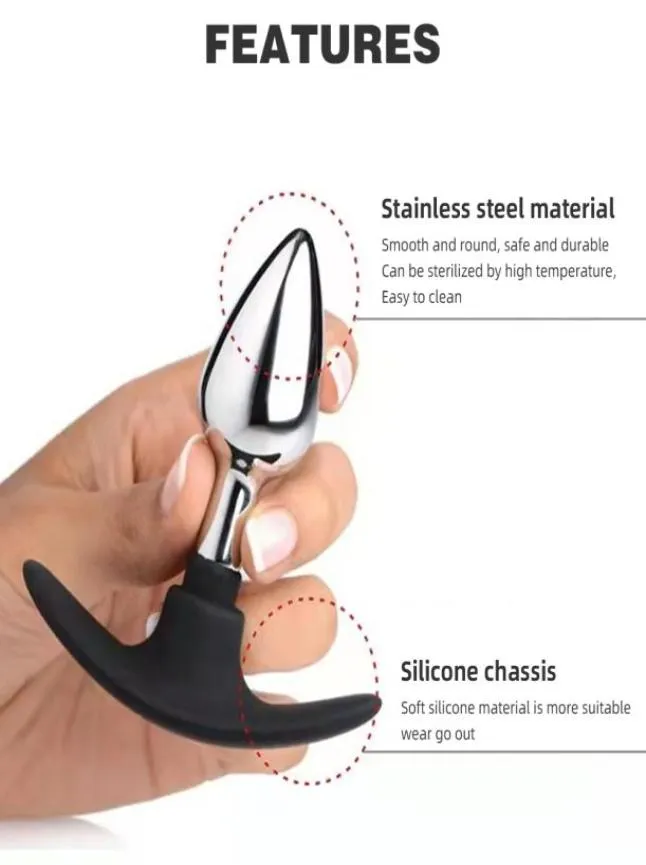 Массаж 3 размера силиконовая ручка металлическая анальная заглушка простата массажер самка