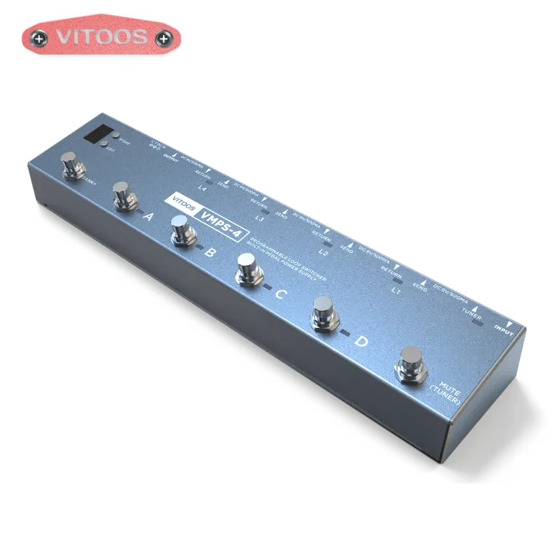 Kablar Vitoos VMPS4 Loopswitcher Isolerad strömförsörjning Inbyggd Pedal Channel Switch Guitar Bass Effect Program