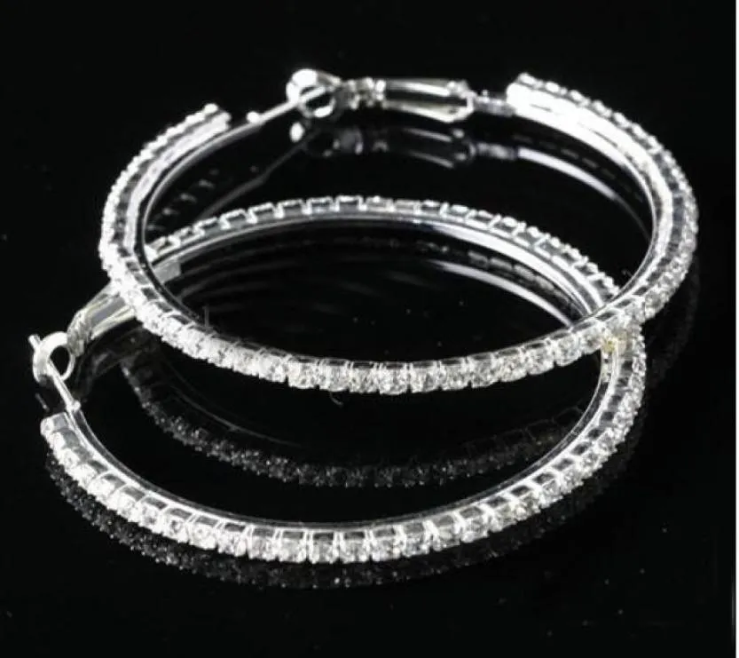 Big Circle Ladys Basketball Wives Orecchini a cerchio con strass di strass di cristallo orecchini 50mm 15 coppia1338376