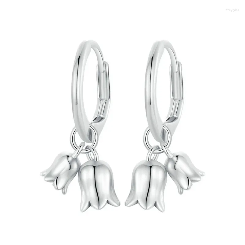 Boucles d'oreilles auto-produits 925 Sterling Silver Bell Orchid Buckle Daily Summer Luxury Polyme Earge Fine Bijoux Fit