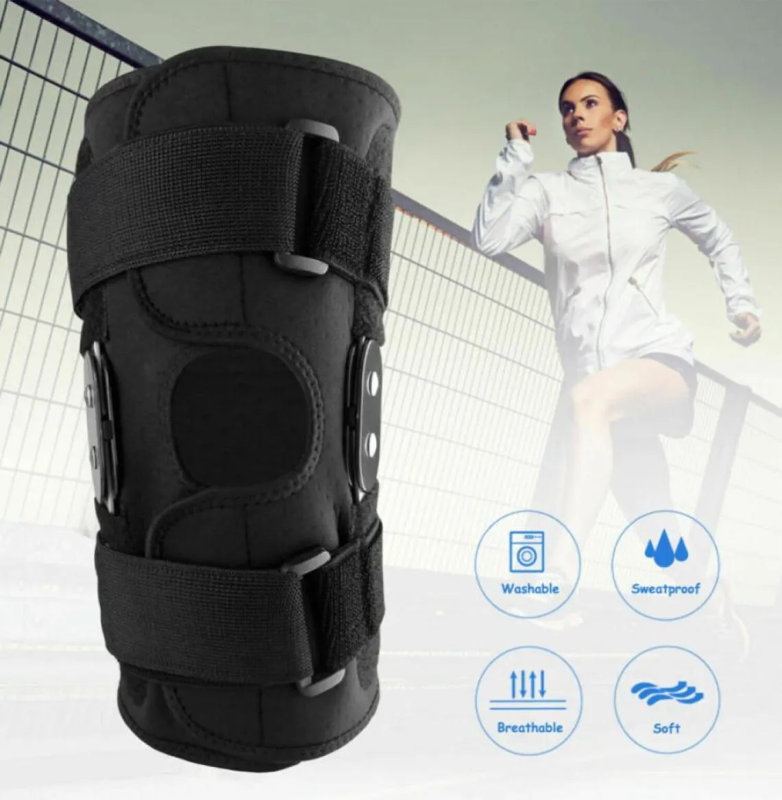 Aborde à base de genou plus taille réglable Double métal souliche du genou Soutien Protection Arthritis Sports Open Gym basketball9115450