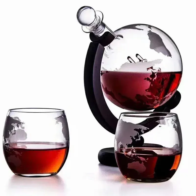 Hög Borosilicate Glass Earth Decanter Set Whisky Red Wine Container Creative Craft Decoration 240415