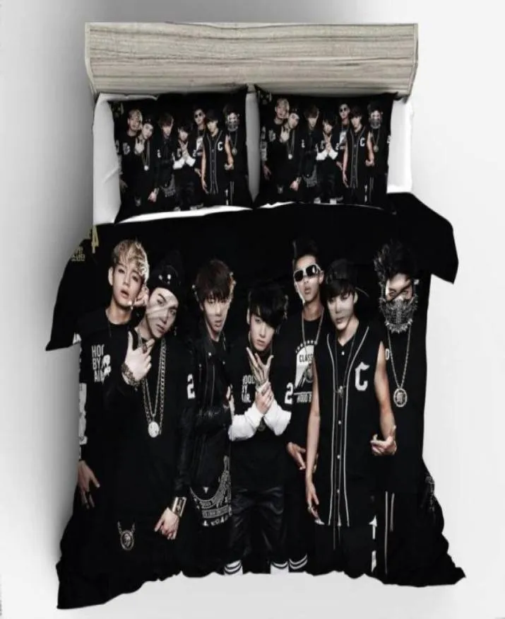 BTS N03 Celebridade coreana Drop 3D Conjunto de roupas de cama queen Tamanho do edredão Conjunto de capa de edredom conjunto de capa de cama Textiles de quarto de casa 324114177728521