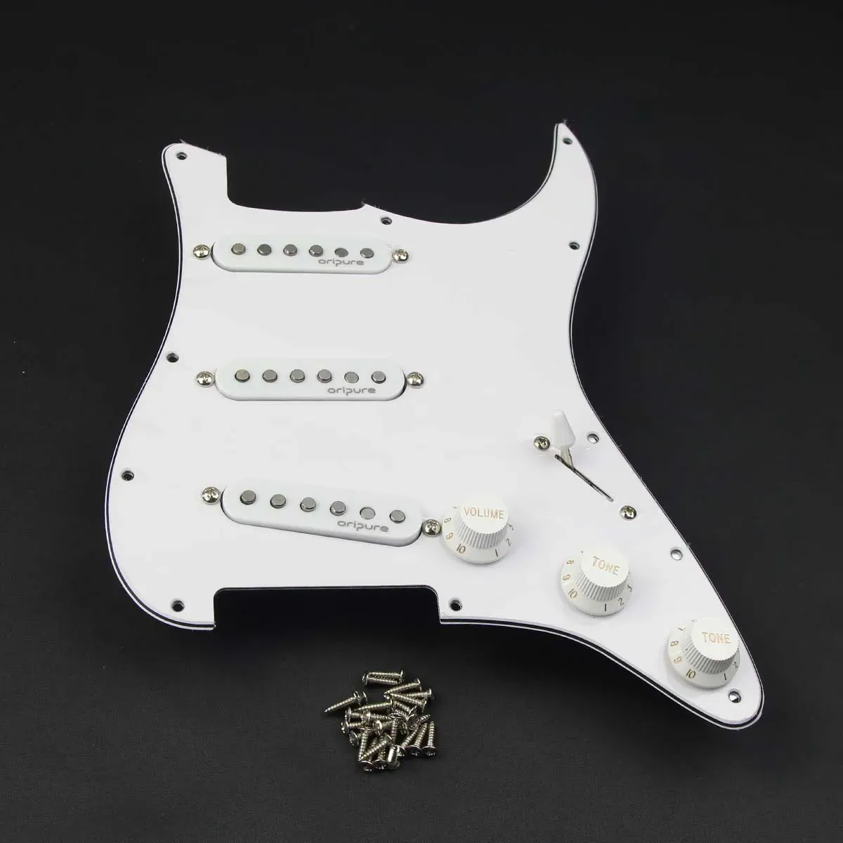 Cables OriPure Set of Loaded Prewired SSS Pickguard Staggered Pickups Electric Guitar Accessories ,White