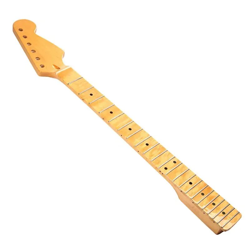 Guitare 22 frettes droite de remplacement équipé de l'érable jaune de guitare droite du cou de guitare droite pour la guitare électrique